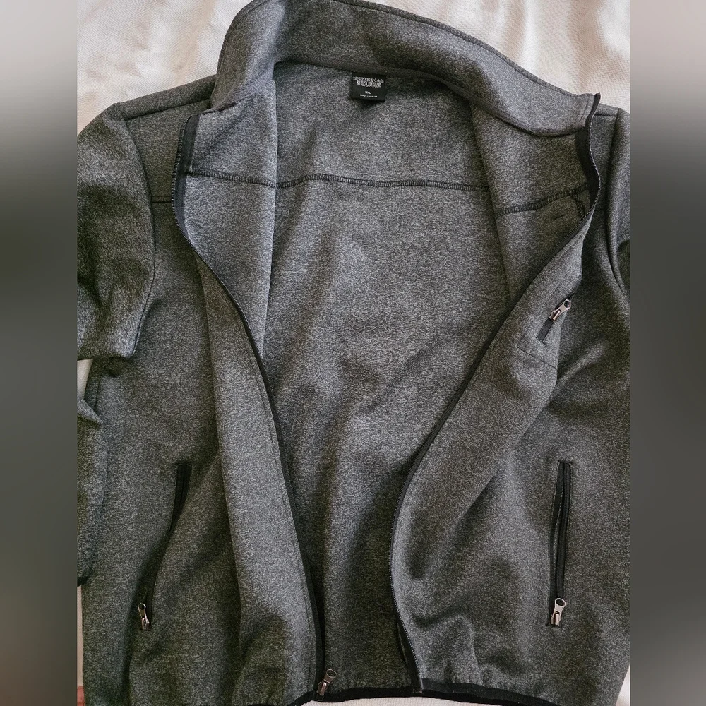 * Original Deluxe Charcoal Zip-Up Lightweight, Full-zip Heather Grey Jacket 3XL